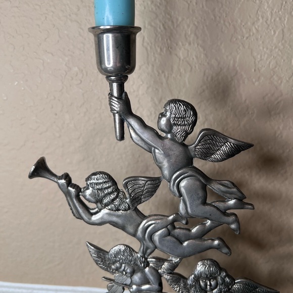 Vintage Godinger Silverplate Cherub Candle Holder, Taper, Dinner Candlelight - Picture 3 of 10